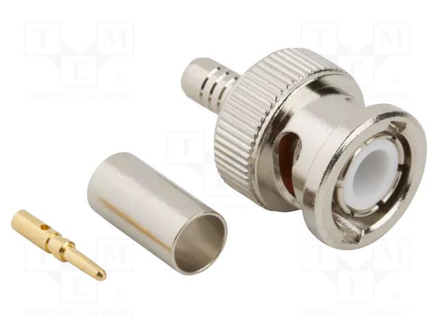Connector: BNC; plug; male; straight; 50Ω; crimped; for cable; PTFE AMPHENOL RF 000-36875