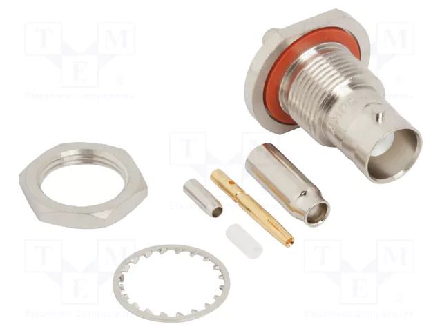 Connector: BNC; socket; female; straight; 50Ω; crimped; PTFE; brass AMPHENOL RF 031-318