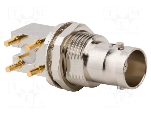 Connector: BNC; socket; female; angled 90°; 75Ω; THT; PTFE; brass AMPHENOL RF 031-70578-12G