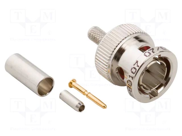 Connector: BNC; plug; male; straight; 75Ω; crimped; for cable; PTFE AMPHENOL RF 031-80107