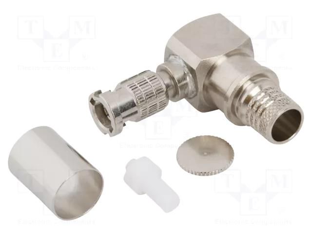 Connector: Micro BNC; plug; male; angled 90°; 75Ω; HD-BNC; crimped AMPHENOL RF 034-1119-12G