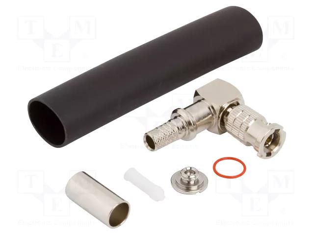Connector: Micro BNC; plug; male; angled 90°; 75Ω; HD-BNC; crimped AMPHENOL RF 034-1122-12G
