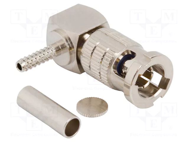Connector: Micro BNC; plug; male; angled 90°; 50Ω; HD-BNC; PTFE AMPHENOL RF 034-5012