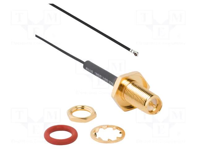 Cable; AMC4 female,RP-SMA male; angled,straight; 0.2m AMPHENOL RF 095-902-501-200