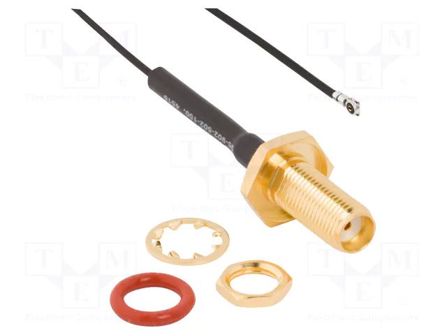 Cable; AMC4 female,SMA female; angled,straight; 0.2m AMPHENOL RF 095-902-502-200