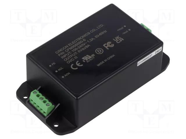Power supply: switching; 50W; 5VDC; 8A; 55.2x106.6x30.5mm; CFM50S CINCON CFM50S050-S