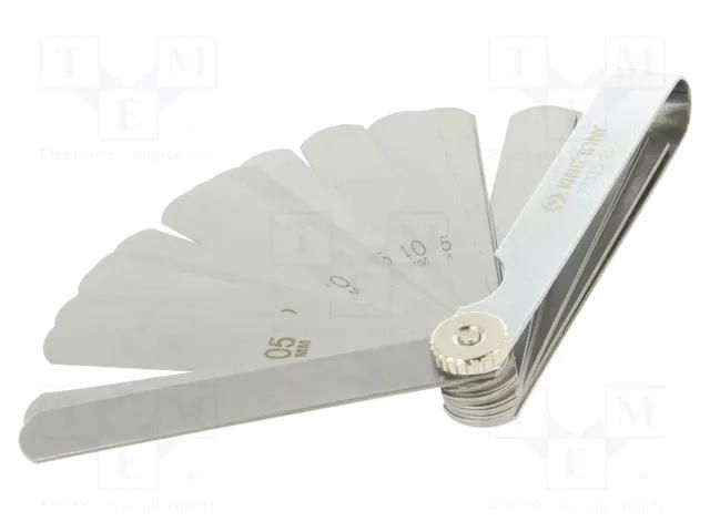 Metric feeler gauge; Range: 0,04÷1mm; L: 85mm; Width: 13mm; 25pcs. KING TONY KT-77335-25