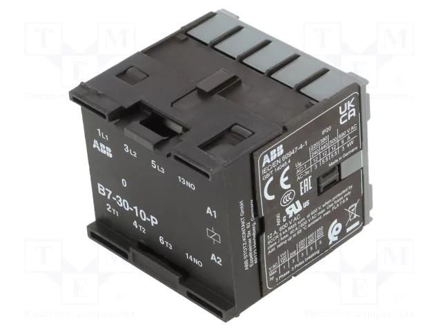 Contactor: 3-pole; NO x3; Auxiliary contacts: NO; 24VAC; 12A; B7 ABB B7-30-10-P-01