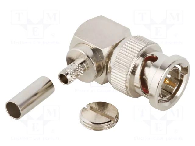 Connector: BNC; plug; male; angled 90°; 75Ω; soldering,crimped AMPHENOL RF 112588