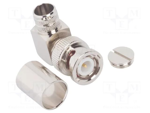 Connector: BNC; plug; male; angled 90°; 50Ω; soldering,crimped AMPHENOL RF 112596