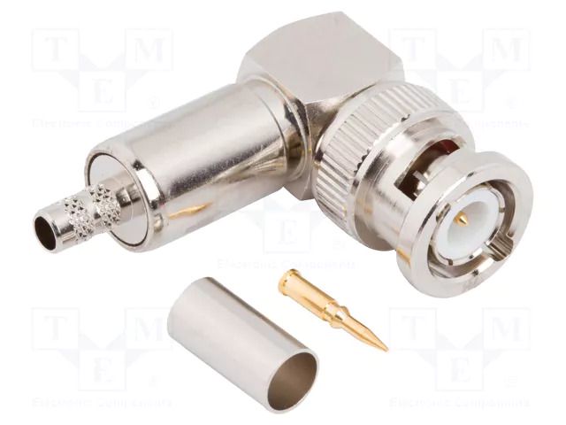 Connector: BNC; plug; male; angled 90°; 50Ω; crimped; for cable AMPHENOL RF 112725