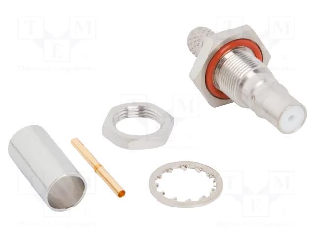 Connector: coaxial; socket; female; QMA; soldering,crimped; brass AMPHENOL RF 134106