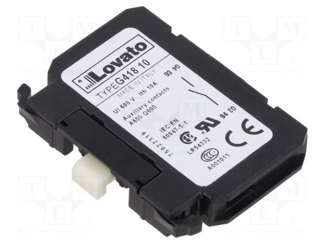 Auxiliary contacts; Leads: screw terminals; front; Contacts: NO LOVATO ELECTRIC 11G41810