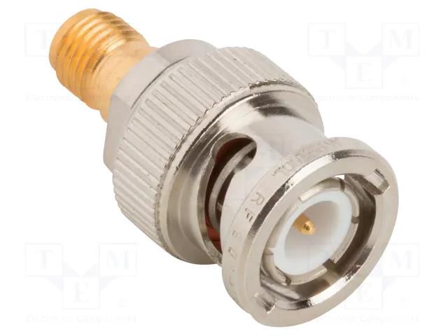 Adapter; BNC male,SMA female; Insulation: PTFE; 50Ω; brass; 4GHz AMPHENOL RF 901-165