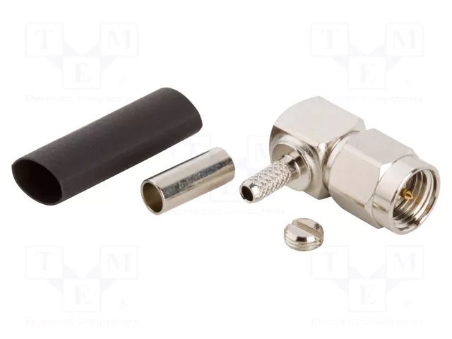 Connector: SMA; plug; male; angled 90°; 50Ω; soldering,crimped AMPHENOL RF 901-9881-RFX