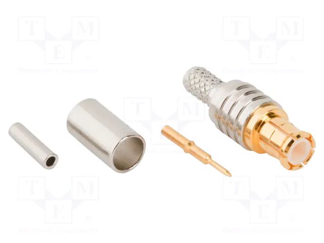 Connector: MCX; plug; male; straight; 50Ω; crimped; for cable; PTFE AMPHENOL RF 919-388P-51S