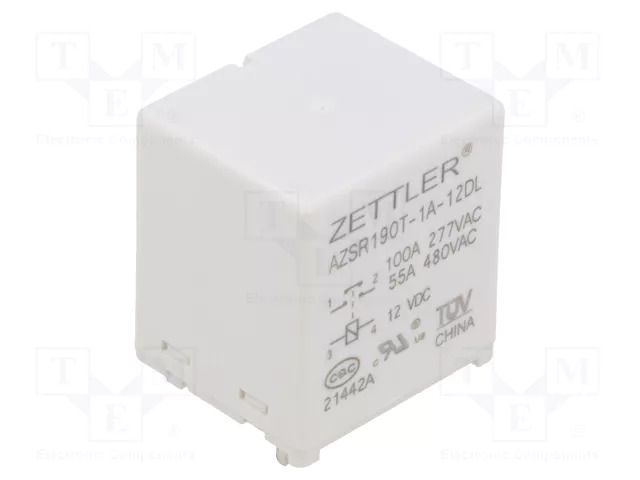Relay: electromagnetic power; SPST-NO; Ucoil: 12VDC; 100A; PCB ZETTLER AZSR190T-1A-12DL