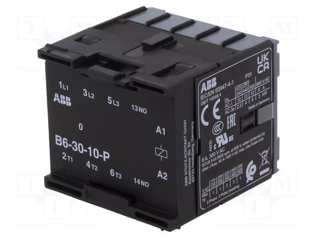 Contactor: 3-pole; NO x3; 6A ABB B6-30-10-P-80