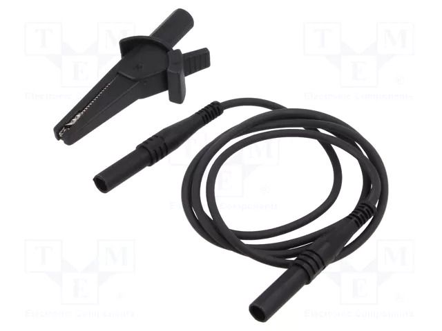 Test lead; banana plug 4mm,crocodile clip; Len: 1m; black TIETZSCH TIZ-L-SETS