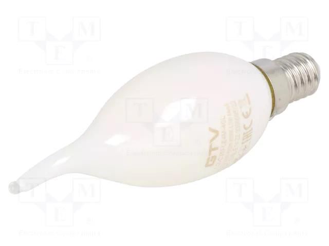 LED lamp; milky; E14; 230VAC; 4W; 360°; 4000K GTV Poland LD-C35FLE4M-40L