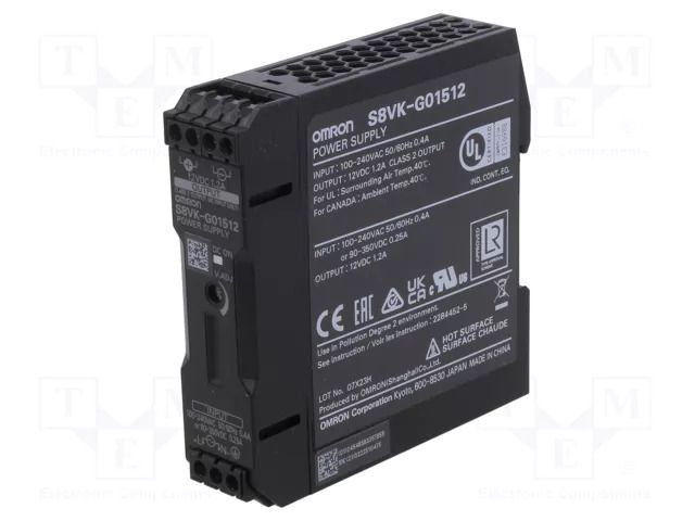 Power supply: switching; for DIN rail; 15W; 12VDC; 1.2A; 85÷264VAC OMRON S8VK-G01512
