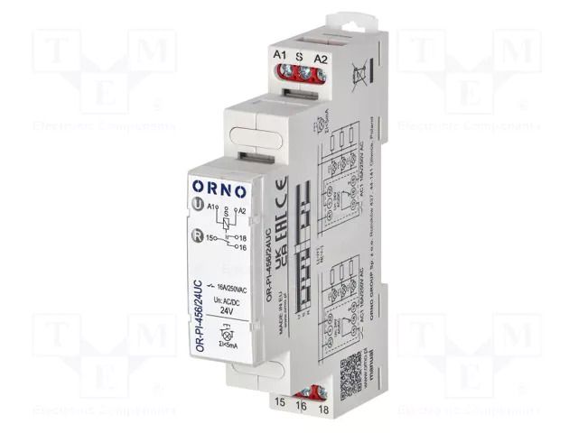 Relay: installation; bistable; SPDT; Uswitch: max.250VAC; 16A; IP20 ORNO OR-PI-456/24UC