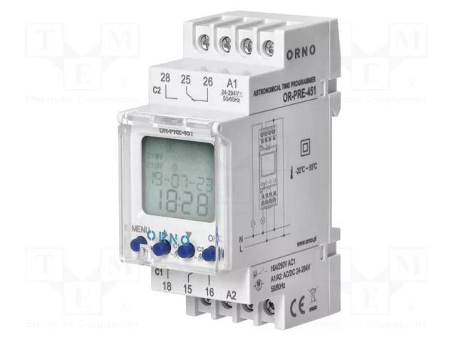 Programmable time switch; 230VAC; Number of operation modes: 1 ORNO OR-PRE-451