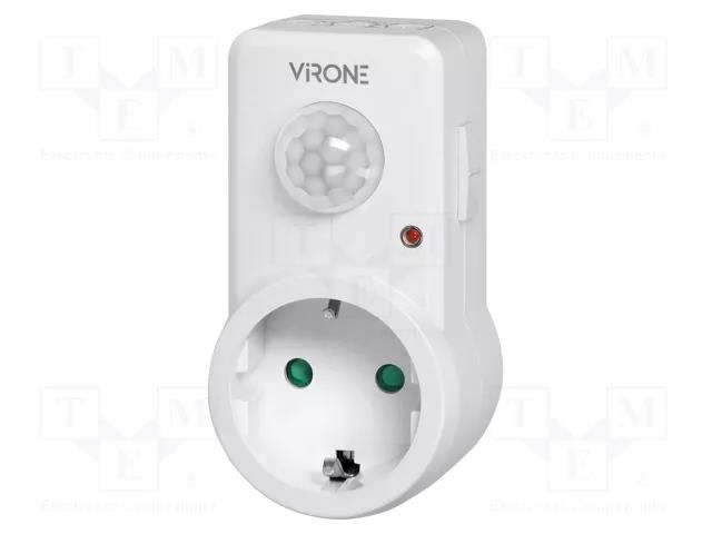 Motion sensor; plug-in; 230VAC; IP20; -20÷40°C; 9m; 120°; 1.2kW VIRONE VIR-MS-1-SCHUKO