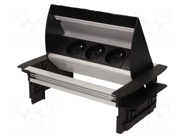 Plug socket strip: furniture; IP20; 3680W; black,silver; 250VAC ORNO OR-AE-1361