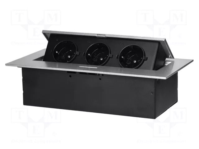 Plug socket strip: furniture; IP20; 3680W; silver; 114x229mm ORNO OR-GM-9036G-SCHUKO