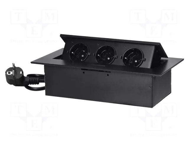 Plug socket strip: furniture; IP20; 3680W; black; 230VAC ORNO OR-GM-9037B-SCHUKO