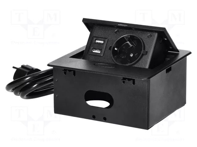 Plug socket strip: furniture; IP20; 3680W; black; 230VAC; 1.5m ORNO OR-GM-9029B-SCHUKO