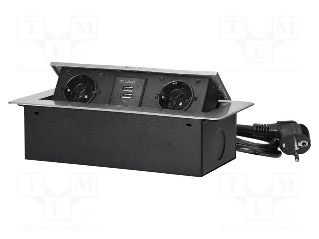 Plug socket strip: furniture; IP20; 3600W; silver; 250VAC ORNO OR-AE-13126GSCHUKO