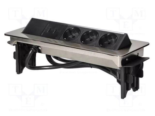 Plug socket strip: furniture; IP20; 3680W; Cutout: 114x315mm ORNO OR-AE-1364-SCHUKO