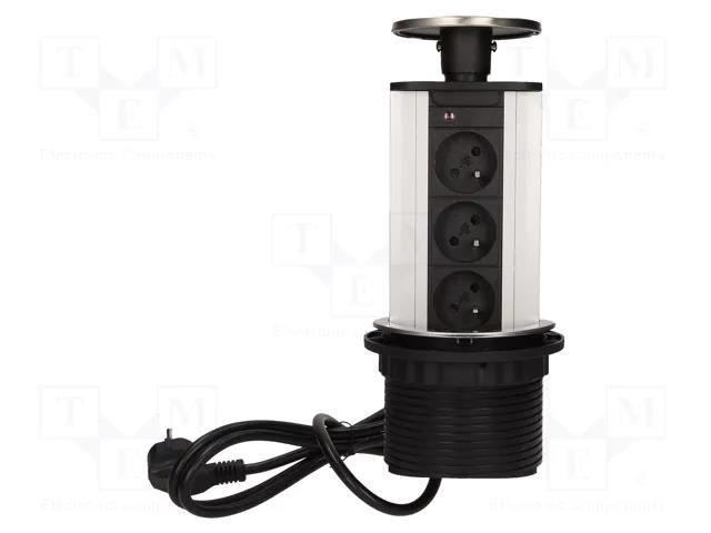 Plug socket strip: furniture; 3680W; steel; Cutout: Ø104mm; 250VAC ORNO OR-AE-1352