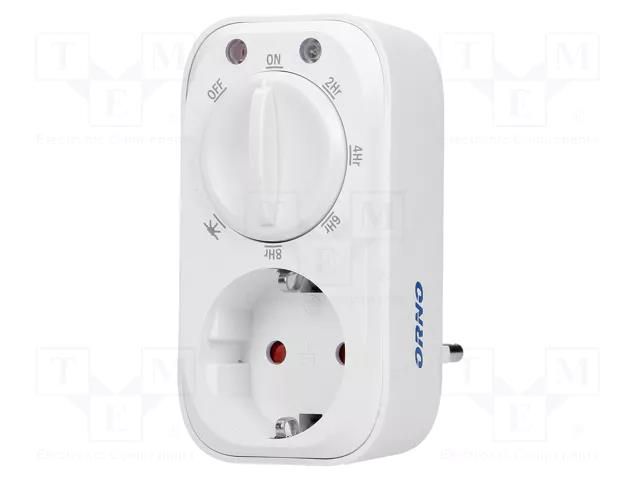 Programmable time switch; 2h÷8h; 230VAC/16A; Usup: 230VAC; IP20 ORNO OR-PRE-445-SCHUKO