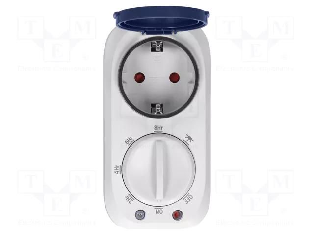 Programmable time switch; 2h÷8h; 230VAC/16A; Usup: 230VAC; IP44 ORNO OR-PRE-446-SCHUKO