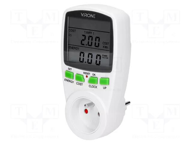 Controller; plug-in; IP20; 16A; 230VAC 50/60Hz; Display: LCD; white VIRONE VIR-EM-1