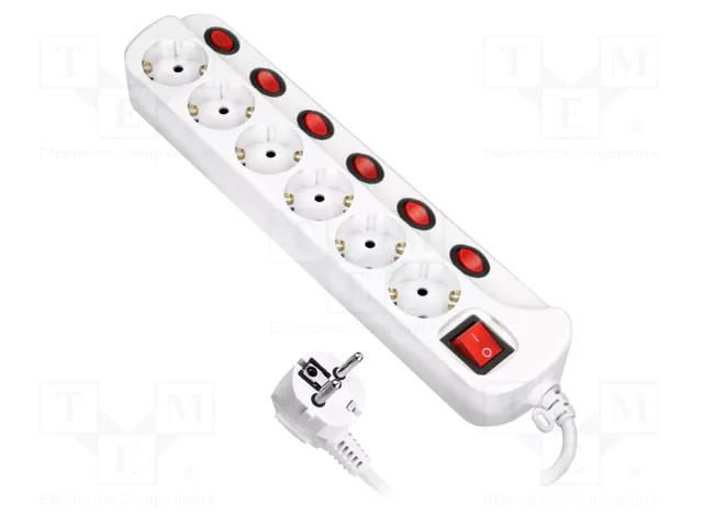 Plug socket strip: protective; Sockets: 6; 230VAC; 10A; black; 1.5m ORNO ORAE13162GS/B/1-5M