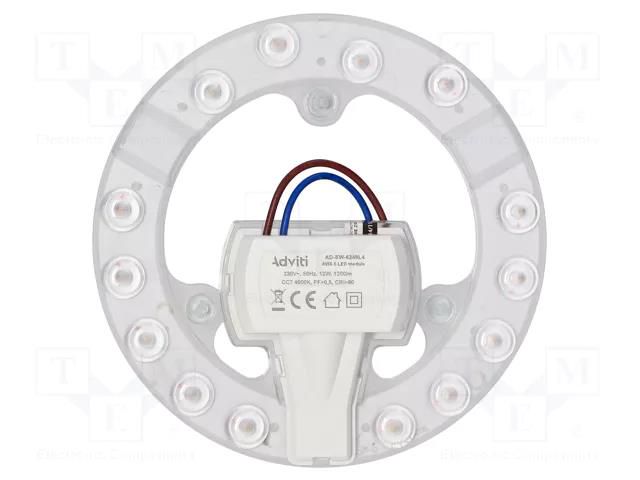 Lamp: LED light panel; 4000K; 137mm; 230VAC; 12W; 1200lm; CRImin: 80 ADVITI AD-SW-6249L4