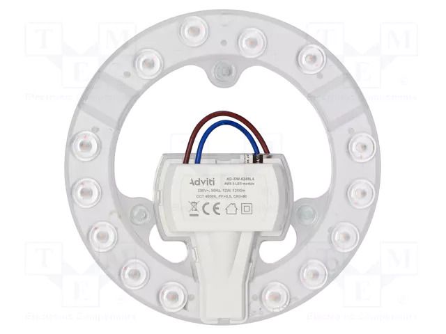 Lamp: LED light panel; 4000K; 137mm; 230VAC; 12W; 1200lm; CRImin: 80 ADVITI AD-SW-6249L4