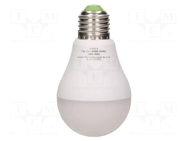 LED lamp; E27; 230VAC; 825lm; 7W; 360°; 4000K; CRImin: 80; 10m VIRONE VIR-SW/MV-5