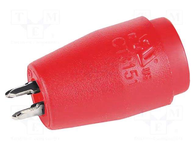 Connector: 4mm banana; socket; red; 25A; 24.47mm; PCB; 5mΩ; 1kV CAL TEST CT3151V1-2