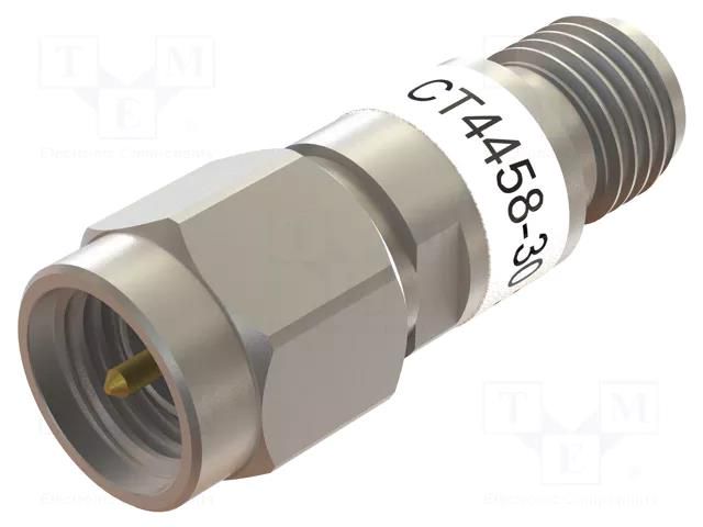 Attenuator; SMA socket,SMA plug; 50Ω; 30dB; 18GHz CAL TEST CT4458-30