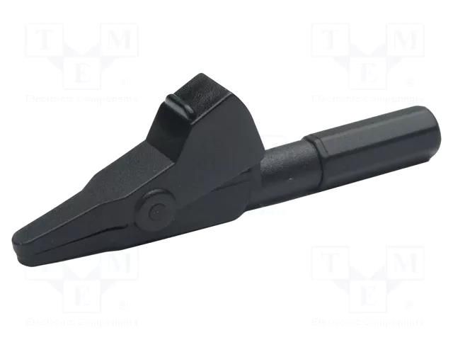 Crocodile clip; 20A; black; Grip capac: max.7mm; Socket size: 4mm CAL TEST CTM-652-0