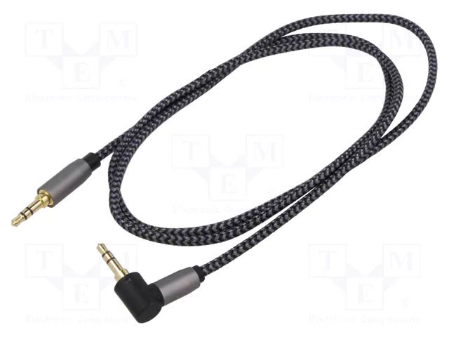 Cable; Jack 3.5mm 3pin plug,Jack 3.5mm 3pin angled plug; 1m GOOBAY GOOBAY-PLUS-65278