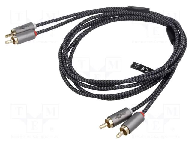 Cable; RCA plug x2,both sides; 2m; Plating: gold-plated; PVC Goobay GOOBAY-PLUS-65293