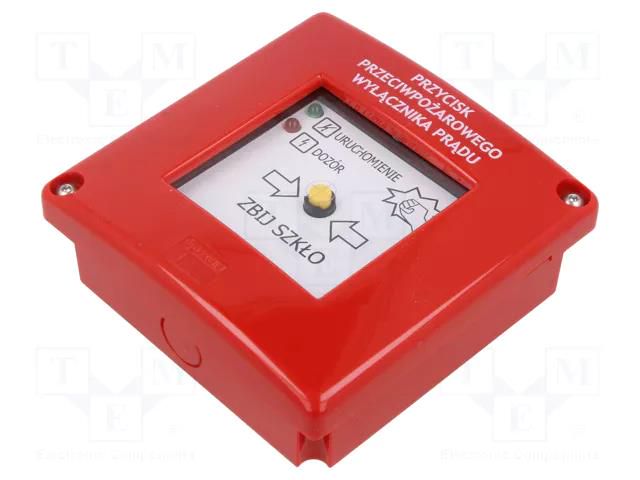 Safety switch: fire warning hand switch; PPWP; NC + NO; IP54; red PROMET PPWP-A-D1/2K-XY-ZC