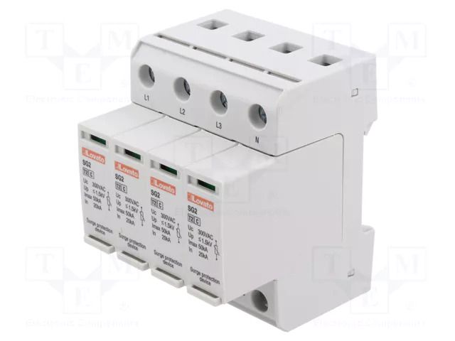 Surge arrester; Type 2; Poles: 4; 20kA; 240VAC; -40÷85°C; IP20 LOVATO ELECTRIC SG24PA300