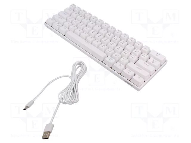 Keyboard; white; USB C; wired,US layout; mechanical keyboard,RGB SAVIO SAVGK-WHITEOUT-BR